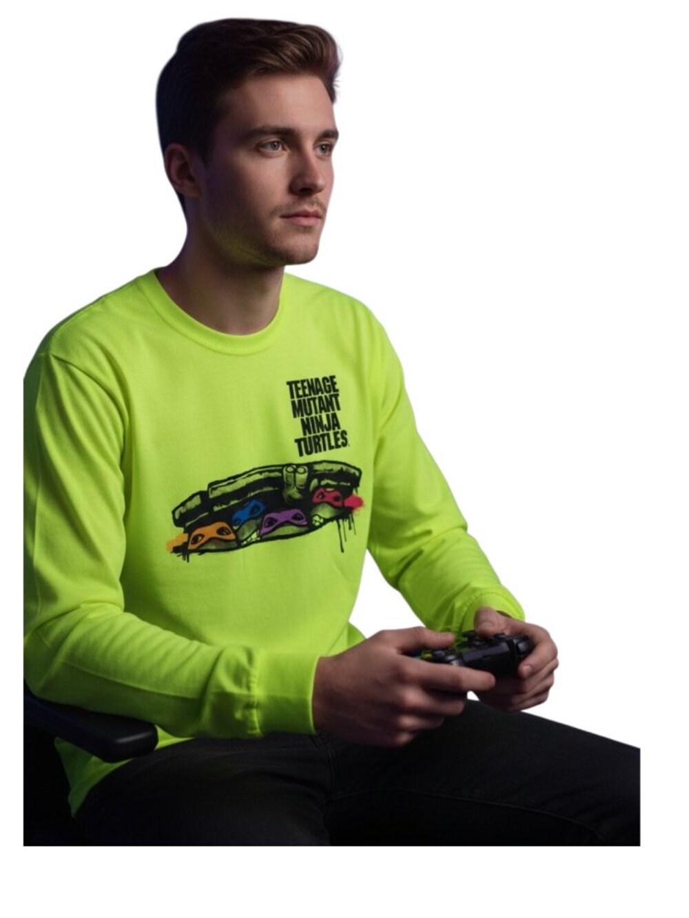 Teenage Mutant Ninja Turtles Neon Green Long Sleeve Loot Crate T-Shirt Sz. Med